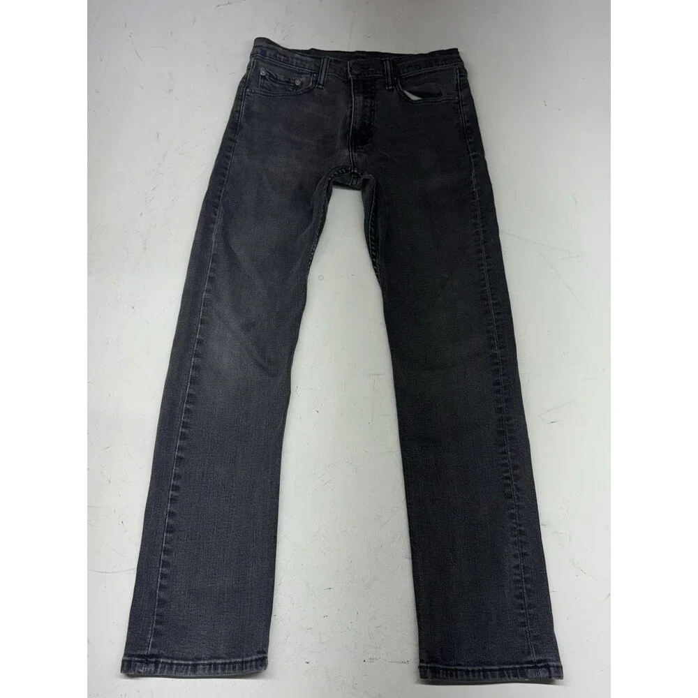 Levi's 513 Slim Straight Fit Jeans Black Denim Stretch Measures Men’s 30x29
